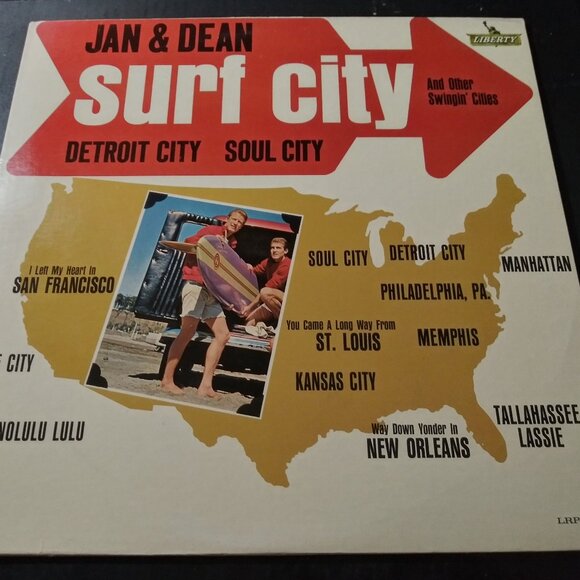 Jan & Dean Surf City & Other Swingin' Cities VG++ Mono Liberty 3314 Record 1963 - Picture 1 of 5